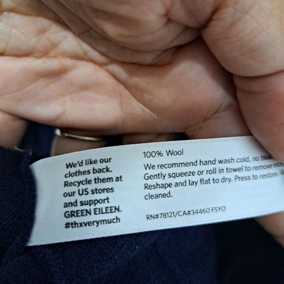 Eileen Fisher Washable Wool Scoop Neck Knit Dress Small Petite Dark Navy/Black - Picture 7 of 14